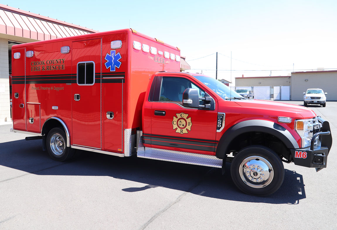 Ambulance in front of Crook County Fire and Rescue