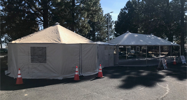 Triage tent outside St. Charles Bend ED