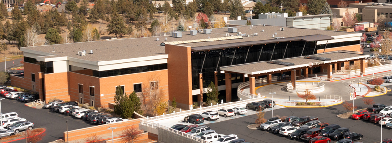 aerial shot of The Center in Bend, Oregon